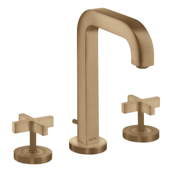 Hansgrohe AXOR Citterio 3-Loch Waschtischarmatur 170, Auslauf 140mm, Kreuzgriffen, Rosetten, Zug. Ablaufg, Brushed Bronze