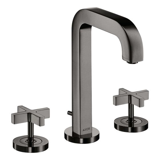 Hansgrohe AXOR Citterio 3-Loch Waschtischarmatur 170, Auslauf 140mm, Kreuzgriffen, Rosetten, Zug. Ablaufg, Polished Black Chrome