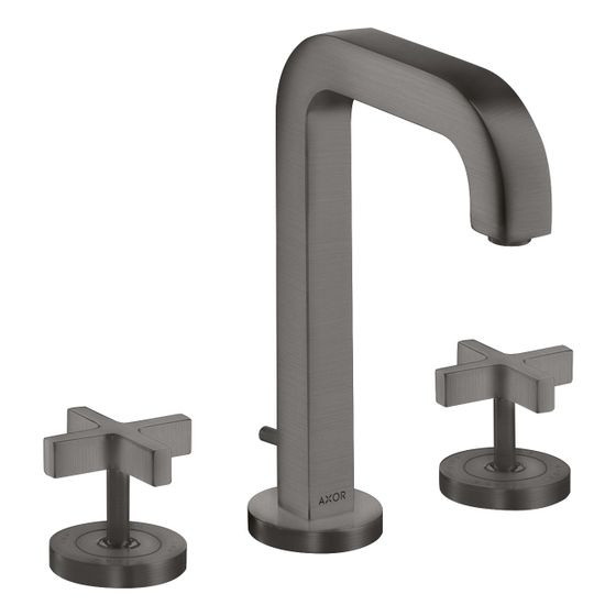 Hansgrohe AXOR Citterio 3-Loch Waschtischarmatur 170, Auslauf 140mm, Kreuzgriffen, Rosetten, Zug. Ablaufg, Brushed Black Chrome