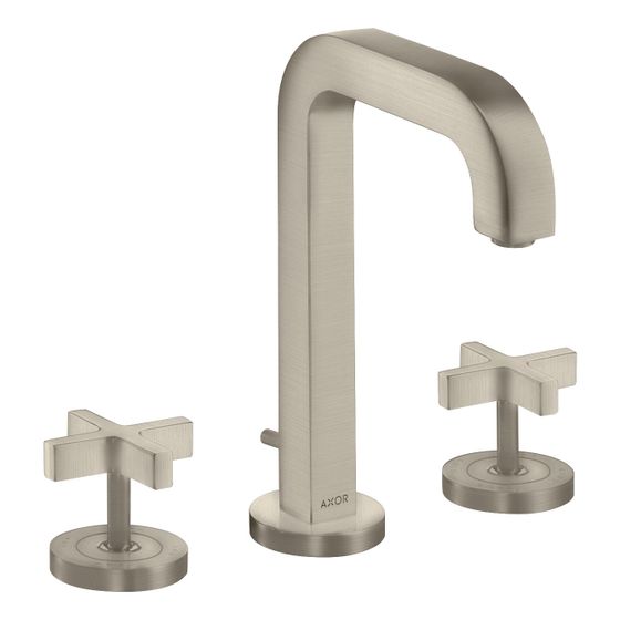 Hansgrohe AXOR Citterio 3-Loch Waschtischarmatur 170, Auslauf 140mm, Kreuzgriffen, Rosetten, Zug. Ablaufg, Brushed Nickel