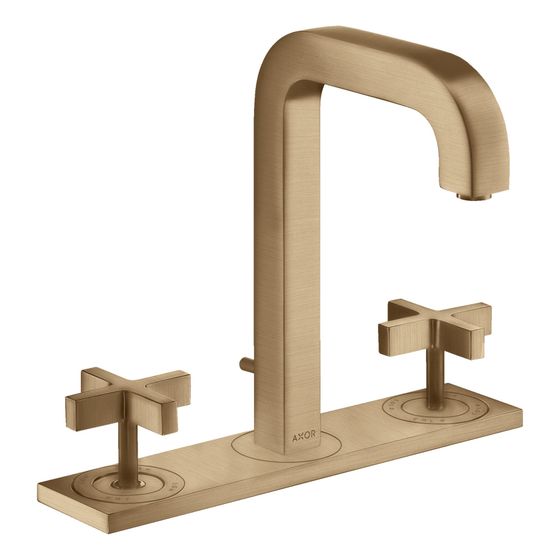 Hansgrohe AXOR Citterio 3-Loch Waschtischarmatur 170, Auslauf 140mm, Kreuzgriffen, Platte, Zug. Ablaufg, Brushed Bronze