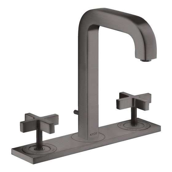 Hansgrohe AXOR Citterio 3-Loch Waschtischarmatur 170, Auslauf 140mm, Kreuzgriffen, Platte, Zug. Ablaufg, Brushed Black Chrome