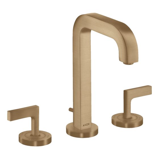 Hansgrohe AXOR Citterio 3-Loch Waschtischarmatur 170, Auslauf 140mm, Hebelgriff, Rosetten, Zug. Ablaufg, Brushed Bronze
