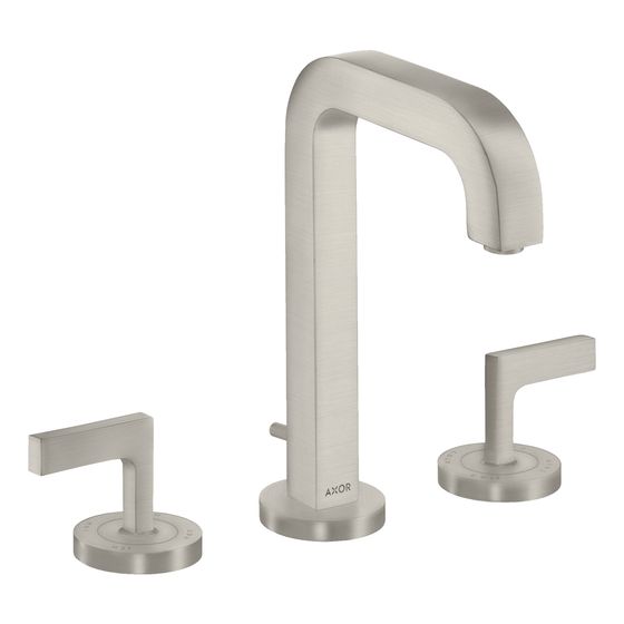 Hansgrohe AXOR Citterio 3-Loch Waschtischarmatur 170, Auslauf 140mm, Hebelgriff, Rosetten, Zug. Ablaufg, Edelstahl Optic