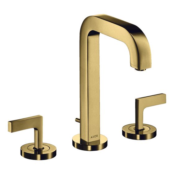 Hansgrohe AXOR Citterio 3-Loch Waschtischarmatur 170, Auslauf 140mm, Hebelgriff, Rosetten, Zug. Ablaufg, Polished Gold Optic