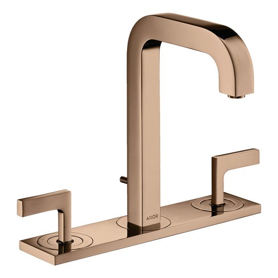 Hansgrohe AXOR Citterio 3-Loch Waschtischarmatur 170, Auslauf 140mm, Hebelgriff, Platte, Zug. Ablaufg, Polished Red Gold