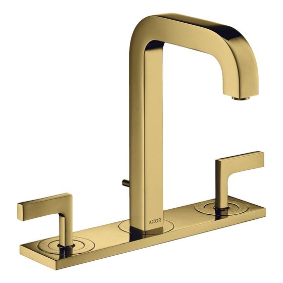 Hansgrohe AXOR Citterio 3-Loch Waschtischarmatur 170, Auslauf 140mm, Hebelgriff, Platte, Zug. Ablaufg, Polished Gold Optic