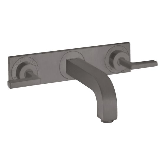 Hansgrohe AXOR Citterio 3-Loch Waschtischarmatur UP für Wandm, Auslauf 226mm, Hebelgriff, Platte, Brushed Black Chrome