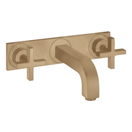 Hansgrohe AXOR Citterio 3-Loch Waschtischarmatur UP für Wandm, Auslauf 226mm, Kreuzgriffen, Platte, Brushed Bronze