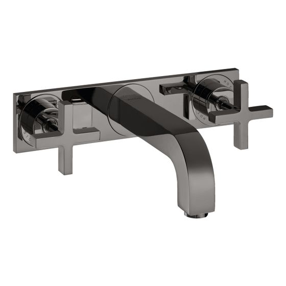 Hansgrohe AXOR Citterio 3-Loch Waschtischarmatur UP für Wandm, Auslauf 226mm, Kreuzgriffen, Platte, Polished Black Chrome