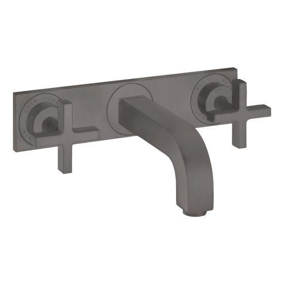 Hansgrohe AXOR Citterio 3-Loch Waschtischarmatur UP für Wandm, Auslauf 226mm, Kreuzgriffen, Platte, Brushed Black Chrome