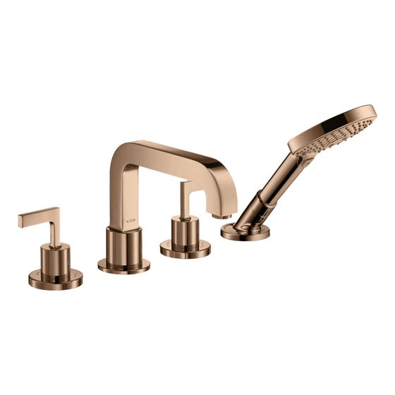 Hansgrohe AXOR Citterio 4-Loch Wannenarmatur, Wannenrandarmatur, Hebelgriff, Rosetten, Polished Red Gold