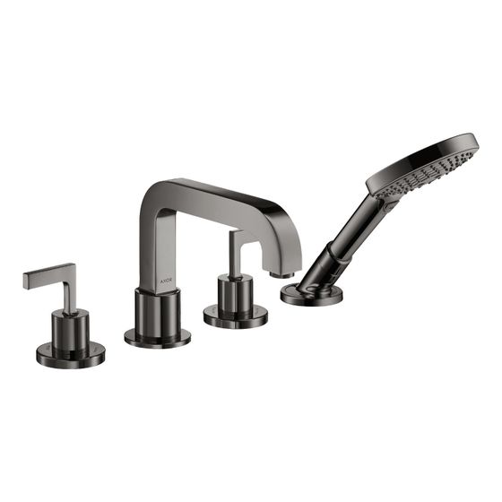 Hansgrohe AXOR Citterio 4-Loch Wannenarmatur, Wannenrandarmatur, Hebelgriff, Rosetten, Polished Black Chrome