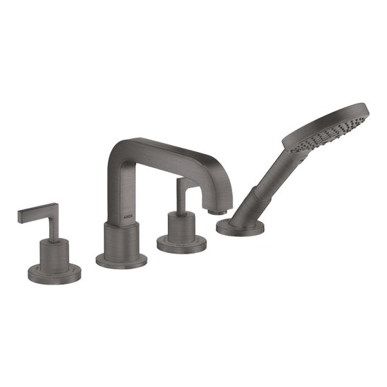 Hansgrohe AXOR Citterio 4-Loch Wannenarmatur, Wannenrandarmatur, Hebelgriff, Rosetten, Brushed Black Chrome