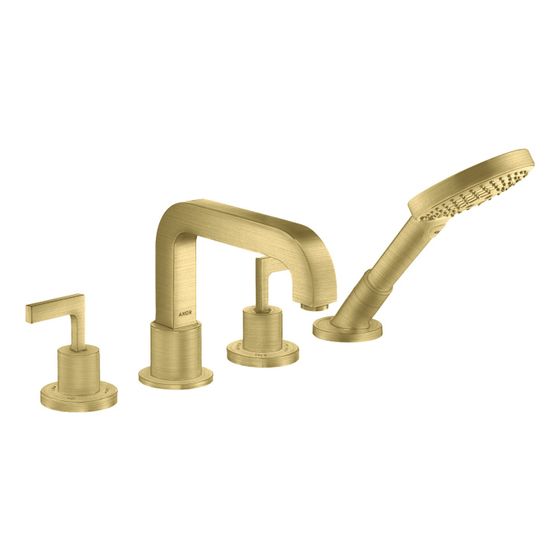 Hansgrohe AXOR Citterio 4-Loch Wannenarmatur, Wannenrandarmatur, Hebelgriff, Rosetten, Brushed Brass