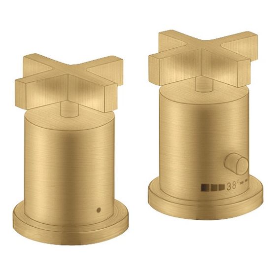 Hansgrohe AXOR Wannenrandarmatur Citterio 2-Loch, Thermostat, Kreuzgriffen, Brushed Gold Optic