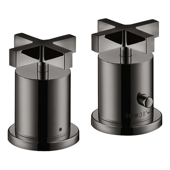 Hansgrohe AXOR Wannenrandarmatur Citterio 2-Loch, Thermostat, Kreuzgriffen, Polished Black Chrome