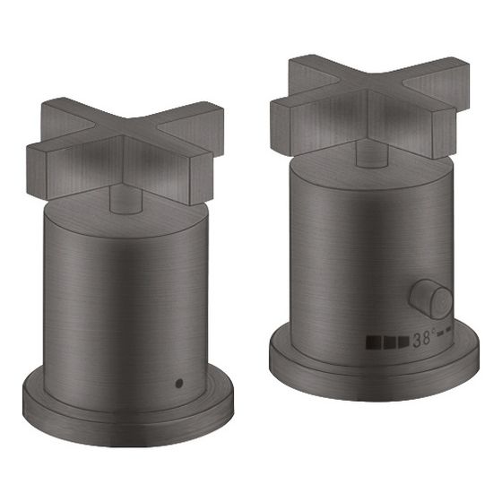 Hansgrohe AXOR Wannenrandarmatur Citterio 2-Loch, Thermostat, Kreuzgriffen, Brushed Black Chrome