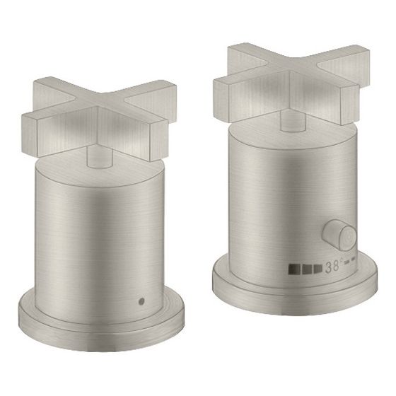 Hansgrohe AXOR Wannenrandarmatur Citterio 2-Loch, Thermostat, Kreuzgriffen, Edelstahl Optic