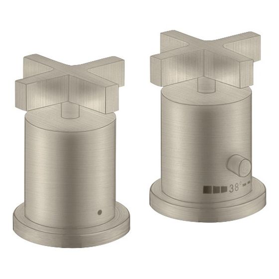 Hansgrohe AXOR Wannenrandarmatur Citterio 2-Loch, Thermostat, Kreuzgriffen, Brushed Nickel