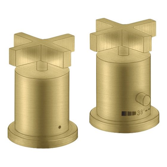 Hansgrohe AXOR Wannenrandarmatur Citterio 2-Loch, Thermostat, Kreuzgriffen, Brushed Brass