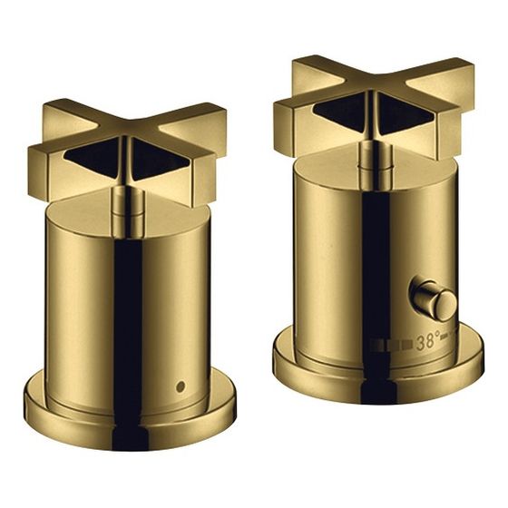 Hansgrohe AXOR Wannenrandarmatur Citterio 2-Loch, Thermostat, Kreuzgriffen, Polished Gold Optic