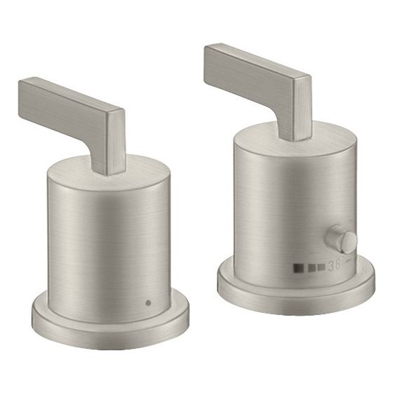 Hansgrohe AXOR Wannenrandarmatur Citterio 2-Loch, Thermostat, Hebelgriff, Edelstahl Optic