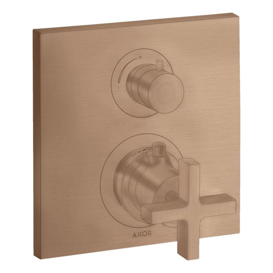 Hansgrohe AXOR Citterio Thermostat Unterputz, 26l/min, Absperrventil, Kreuzgriff, Brushed Red Gold