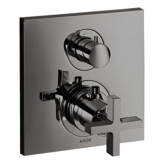 Hansgrohe AXOR Citterio Thermostat Unterputz, 26l/min, Absperrventil, Kreuzgriff, Polished Black Chrome