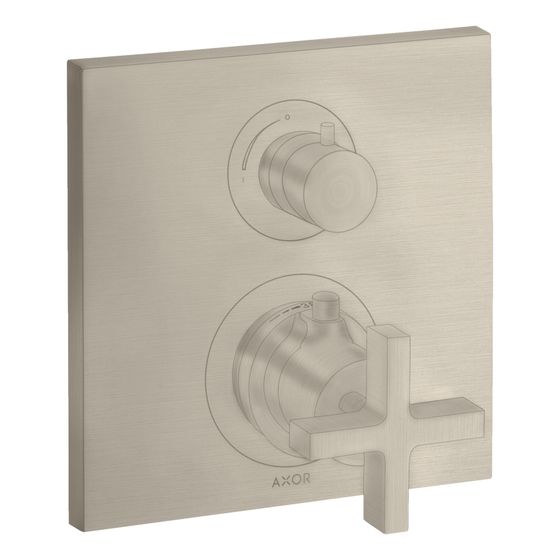 Hansgrohe AXOR Citterio Thermostat Unterputz, 26l/min, Absperrventil, Kreuzgriff, Brushed Nickel