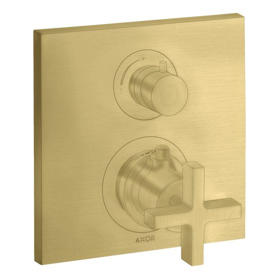 Hansgrohe AXOR Citterio Thermostat Unterputz, 26l/min, Absperrventil, Kreuzgriff, Brushed Brass