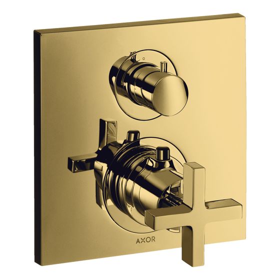 Hansgrohe AXOR Citterio Thermostat Unterputz, 26l/min, Absperrventil, Kreuzgriff, Polished Gold Optic