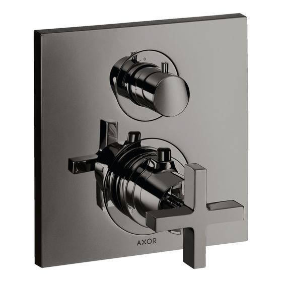 Hansgrohe AXOR Citterio Thermostat Unterputz, 29l/min, Ab- und Umstellventil, Kreuzgriff, Polished Black Chrome