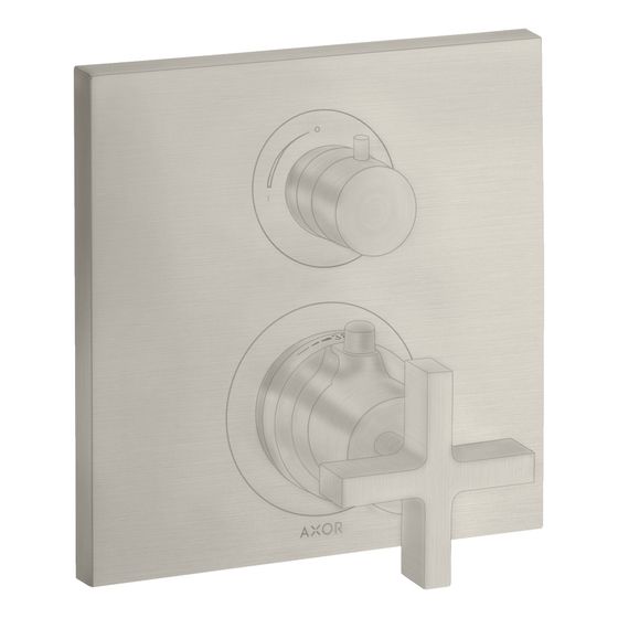 Hansgrohe AXOR Citterio Thermostat Unterputz, 29l/min, Ab- und Umstellventil, Kreuzgriff, Edelstahl Optic