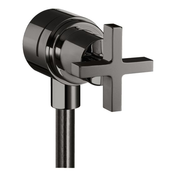 Hansgrohe AXOR Citterio Wandanschluss Stop, Rückflussverhinderer, Absperrventil, Kreuzgriff, Polished Black Chrome