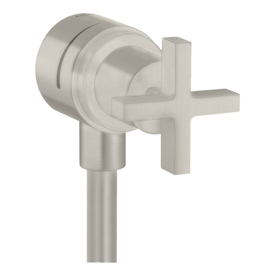 Hansgrohe AXOR Citterio Wandanschluss Stop, Rückflussverhinderer, Absperrventil, Kreuzgriff, Edelstahl Optic