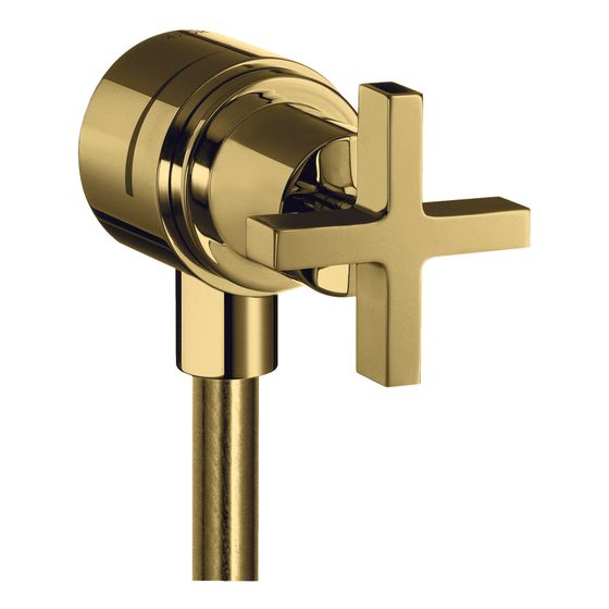 Hansgrohe AXOR Citterio Wandanschluss Stop, Rückflussverhinderer, Absperrventil, Kreuzgriff, Polished Gold Optic