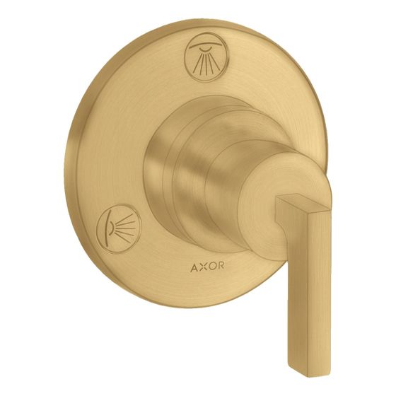 Hansgrohe AXOR Citterio Ab- und Umstellventil Trio, Quattro Unterputz DN 20, Hebelgriff, Brushed Gold Optic