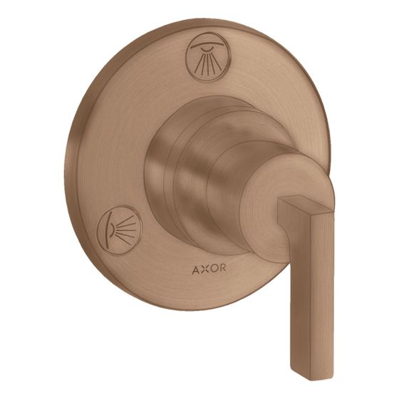 Hansgrohe AXOR Citterio Ab- und Umstellventil Trio, Quattro Unterputz DN 20, Hebelgriff, Brushed Red Gold