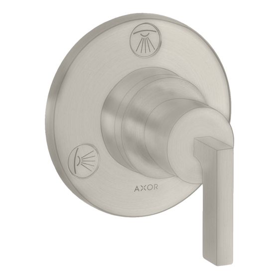 Hansgrohe AXOR Citterio Ab- und Umstellventil Trio, Quattro Unterputz DN 20, Hebelgriff, Edelstahl Optic