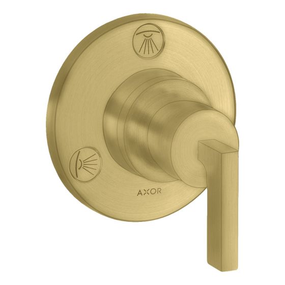 Hansgrohe AXOR Citterio Ab- und Umstellventil Trio, Quattro Unterputz DN 20, Hebelgriff, Brushed Brass