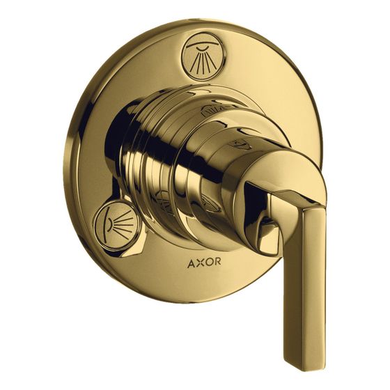 Hansgrohe AXOR Citterio Ab- und Umstellventil Trio, Quattro Unterputz DN 20, Hebelgriff, Polished Gold Optic