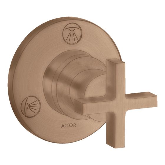 Hansgrohe AXOR Citterio Ab- und Umstellventil Trio, Quattro Unterputz DN 20, Kreuzgriff, Brushed Red Gold