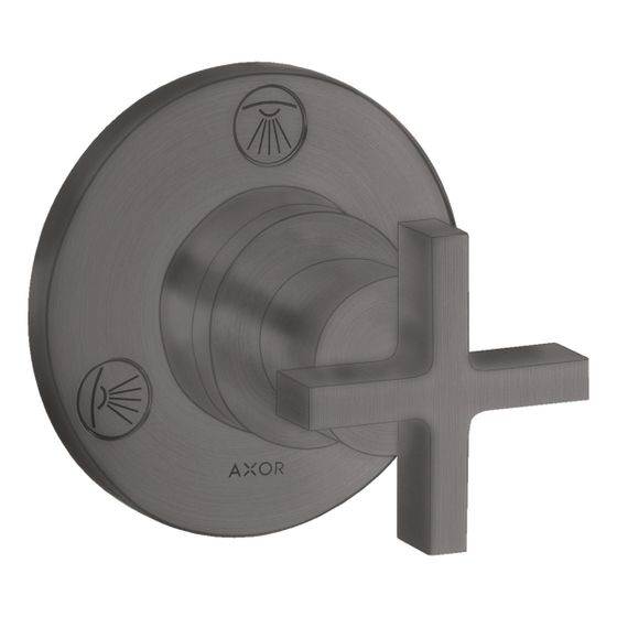 Hansgrohe AXOR Citterio Ab- und Umstellventil Trio, Quattro Unterputz DN 20, Kreuzgriff, Brushed Black Chrome