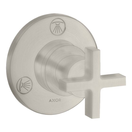 Hansgrohe AXOR Citterio Ab- und Umstellventil Trio, Quattro Unterputz DN 20, Kreuzgriff, Edelstahl Optic