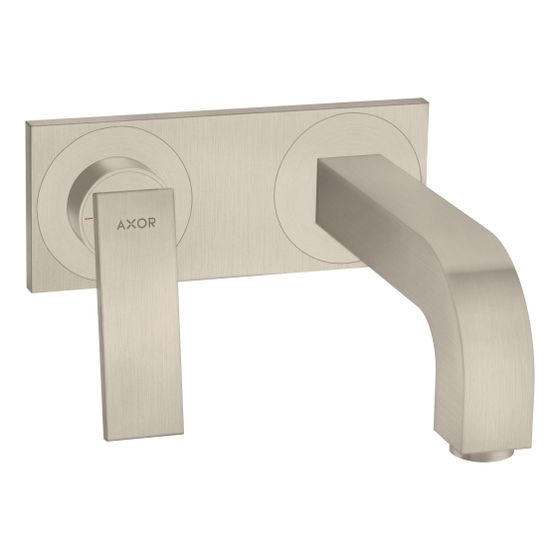 Hansgrohe AXOR Citterio Einhebel-Waschtischmischer UP, 5l/min, für Wandm., Hebelgriff, Auslauf 220mm, Platte, Brushed Nickel