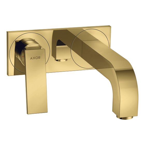 Hansgrohe AXOR Citterio Einhebel-Waschtischmischer UP, 5l/min, für Wandm., Hebelgriff, Ausl. 220mm, Platte, Polished Gold Optic