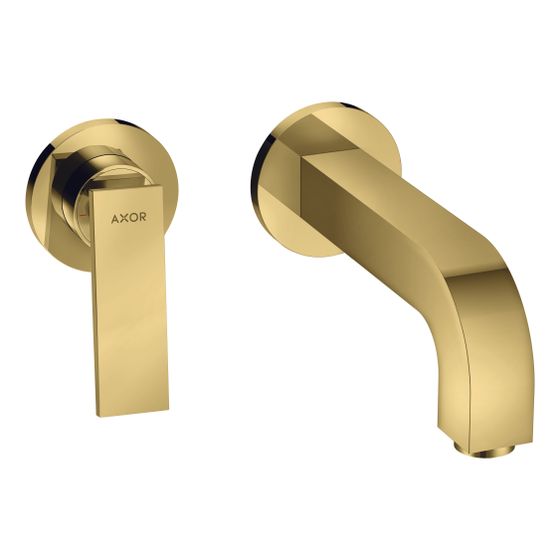 Hansgrohe AXOR Citterio Einhebel-Waschtischmischer UP 5l/min für Wandm., Hebelgriff, Ausl. 220mm Rosetten, Polished Gold Optic