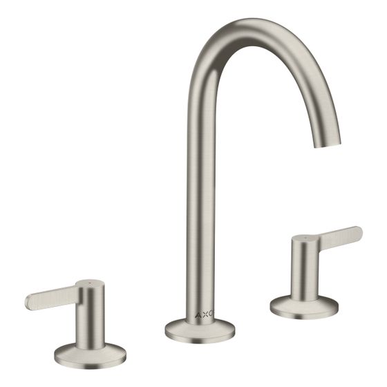 Hansgrohe AXOR One 3-Loch Waschtischarmatur 170mm, 5l/min, Hebelgriff, Push-Open Ablaufgarnitur, Edelstahl Optic
