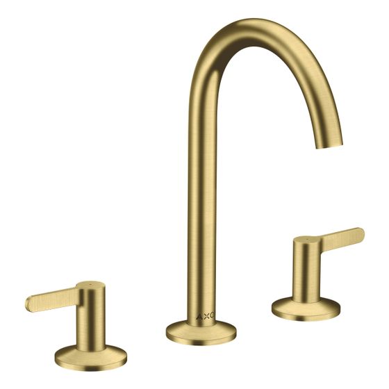 Hansgrohe AXOR One 3-Loch Waschtischarmatur 170mm, 5l/min, Hebelgriff, Push-Open Ablaufgarnitur, Brushed Brass